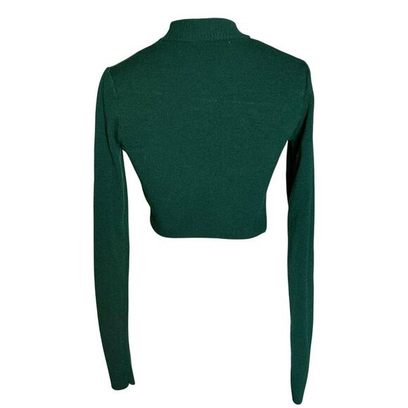 Altar’d State Womens S Emerald Green Crop Mock Neck Long Sleeve - Picture 3 of 7